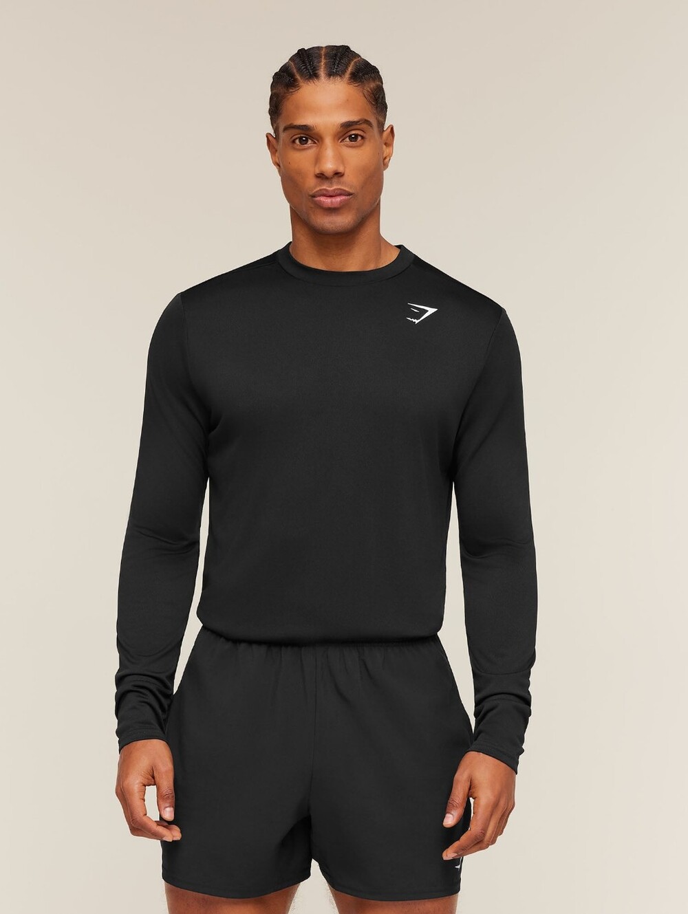 Gymshark Long Sleeve Shirt Mens Size M Black Vented Crew Neck